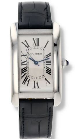 Pre-owned Cartier Tank Americaine Automatic Silver Dial Mens Watch WSTA0045