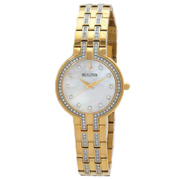 Bulova Crystal Quartz Diamond Silver Dial Ladies Watch 98x138