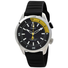 Timex TW2V73400VQ Waterbury Mens Quartz Analog Watch Black Dial Stainless Steel Case Synthetic Strap