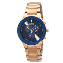 Citizen Quartz AT2243-87L Watch - Rose Gold-tone Stainless Steel Case with Blue Dial