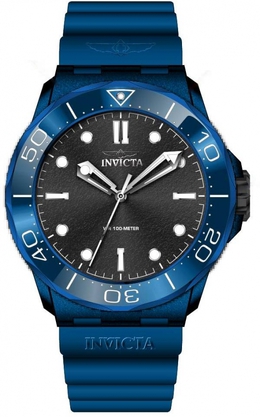 Invicta 46390: Coalition Forces Series Men's Quartz Watch, Black Dial with Blue ABS Case, Aluminum Bezel, Luminescent Hands, Japanese Movement