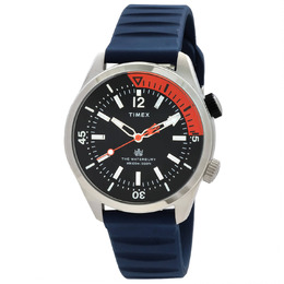 Timex Waterbury Quartz Mens Watch Black Dial with Blue Synthetic Band TW2V73500VQ