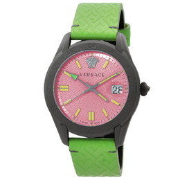 Versace Greca Time GMT Quartz Pink Dial Mens Watch ve7c00323