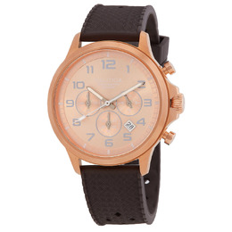 NAPBOS403: Nautica Mens Chronograph Quartz Analog Rose Gold Dial with Brown Strap