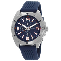 Nautica Tin Can Bay Mens Watch NAPTCS224 Analog Blue Dial Quartz Movement 3 Function
