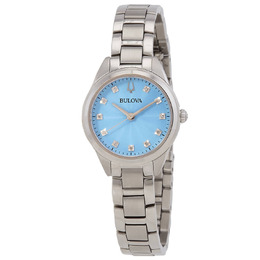 Bulova Sutton Quartz Diamond Blue Dial Ladies Watch 96p250