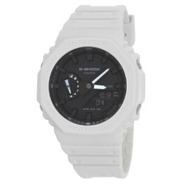 Casio G-Shock GA-2100-7A: White Carbon Case Black Dial Analog-Digital World Time Men's Watch