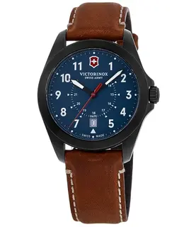 Victorinox Swiss Army Heritage Quartz Watch Model 241971 with Blue Dial and Brown Leather Strap