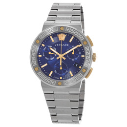 Versace Greca Logo Chronograph Quartz Blue Dial Mens Watch VEZ900221