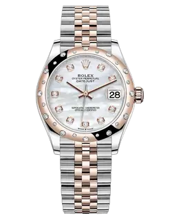 Rolex Datejust 31 Stainless Steel and Rose Gold Mother-of-Pearl Diamond Dial Domed Diamond Bezel Women's Watch Model M278341RBR-0026