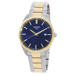 Tissot PR 100 Quartz Blue Dial Two-Tone Mens Watch T1504102204100