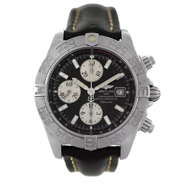 Pre-owned Breitling Galactic A13364 Chronograph Automatic Mens Black Dial Watch
