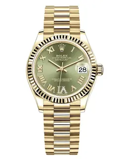 Rolex Datejust 31 Yellow Gold Olive Green Diamond Dial Women's Watch Reference: m278278-0030