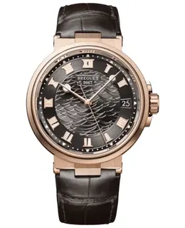 Breguet Marine Automatic Grey Dial 18K Rose Gold Leather Strap Men's Watch 5517br/g3/9zu