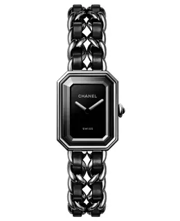 Chanel Premiere Iconic Quartz Black Dial Steel and Leather Strap Women's Watch h7022
