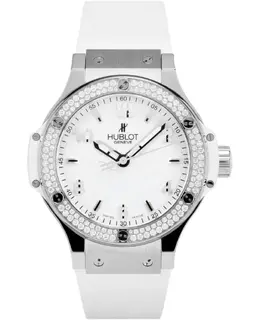 Hublot Big Bang 38mm Quartz White Dial Diamond Bezel Rubber Strap Women's Watch 361.sx.2010.rw.1104