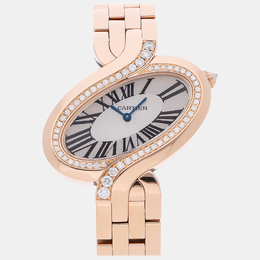 Cartier Silver Rose Gold Delices WG800006 Quartz Watch 38mm