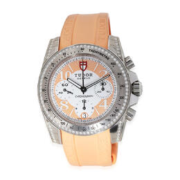 Pre-owned Tudor Grantour Chronograph Automatic Diamond Orange Dial Ladies Watch Model: 20310
