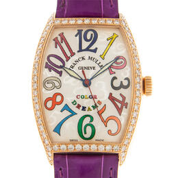 Pre-owned Franck Muller Cintree Curvex Diamond Silver-tone Dial Unisex Watch 5851MSCCOLDRMD1R(5N)-PUR