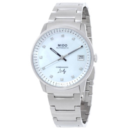 Mido Commander Automatic Diamond White Mother of Pearl Dial Ladies Watch M0212071110600