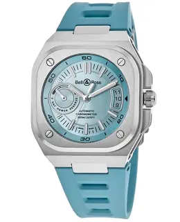BRX5R-IB-ST/SRB • Bell & Ross BR-X5 Ice Blue Steel Automatic Rubber Strap Men’s Watch