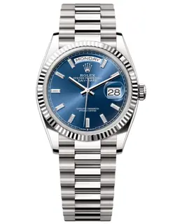 Rolex Day-Date MM 128239-0069 White Gold Automatic Blue Diamond Dial Women's Watch
