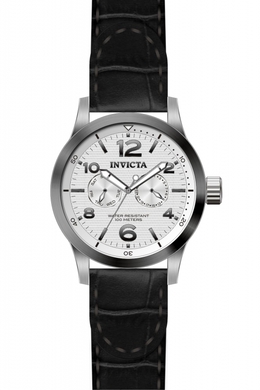 Invicta Men's I-Force Watch Silver Dial 48mm Stainless Steel Case Black Leather Strap Model 13009