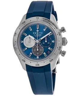 Zenith Chronomaster Sport Automatic Chronograph Blue Dial Rubber Strap Men's Watch