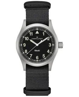 Hamilton H69401430 - Authentic Men's Khaki Field Quartz Watch with Black Dial and Fabric Strap