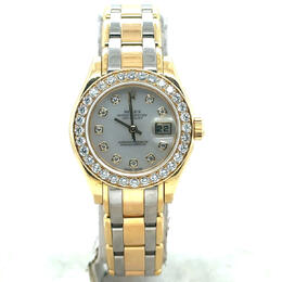 Pre-owned 69298 MDPM Yellow Gold Diamond Ladies Datejust Pearlmaster Automatic Watch