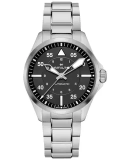 Hamilton Khaki Aviation Pilot Auto 39mm Black Dial Steel Men's Watch H76305130
