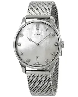 Gucci G-Timeless Mother of Pearl Diamond Dial Steel Women's Watch - Model YA1264094