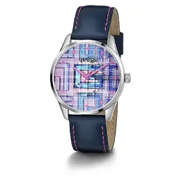 Guess Blue Leather Watch gugw0480l1ac, Quartz Analogical Movement