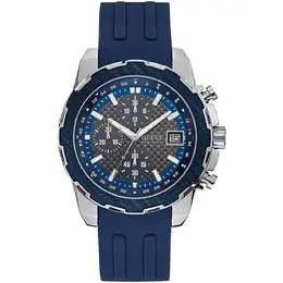 Guess Blue Rubber Watch guw1047g2ac, Quartz Analog Movement, Mineral Glass, Buckle Clousure, 10ATM Water Resistance