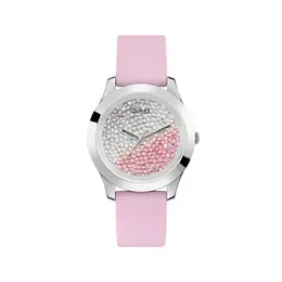 Guess Watch GUW1223L1AC Multicolor Analogue Quartz Stainless Steel Silver Case Rubber Pink Strap Mineral Glass Buckle Closure 42mm Diameter No Water Resistance Special Function Crush