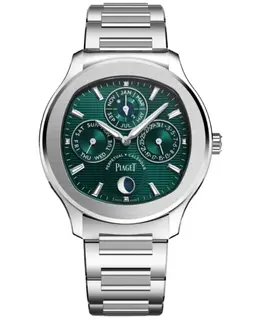 Brand New Authentic Piaget Polo Chronograph Perpetual Calendar Automatic Green Dial Steel Men's Watch g0a4805
