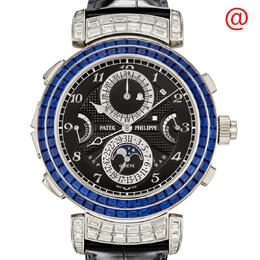 Men's Patek Philippe Grand Complications Perpetual Alarm Hand-Wind Black Dial Watch Ref 6300-401G-001