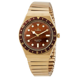 Timex Q TW2V92500VQ - Ladies Quartz Watch with Brown Dial and Gold-tone Stainless Steel Case