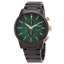 Citizen Chronograph Eco-Drive Green Dial Mens Watch CA0746-85X