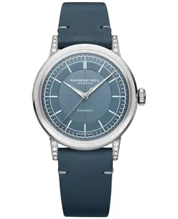 Raymond Weil Millesime Automatic 35mm Blue Dial Diamond Women's Watch, Model: 2125-SCS-50011