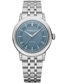 Raymond Weil Millesime Automatic Blue Dial Diamond Steel Women's Watch 2125-STS-50011