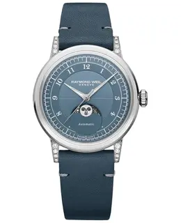 Raymond Weil Millesime Automatic Moon Phase Blue Dial Diamond Women's Watch Model 2145-SCS-05511