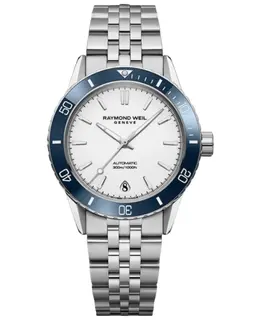 Raymond Weil Freelancer Automatic Diver White Dial Steel Women's Watch 2755-st3-30001