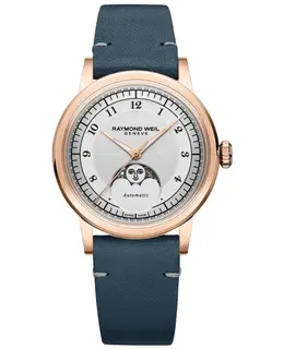 Raymond Weil Millesime Automatic Moon Phase Silver Dial Leather Strap Women's Watch 2145-pc5-05650