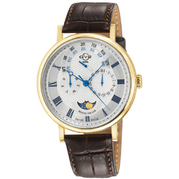 Gevril Maestro Quartz Moon Phase Silver Dial Mens Watch 43602