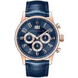 Christian Van Sant Heritage Chronograph Quartz Blue Dial Mens Watch CV3945