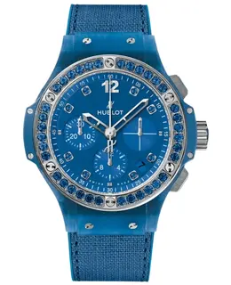 Hublot Big Bang Tutti Frutti Automatic Chronograph Blue Dial Resin Sapphire Bezel Fabric Strap Women's Watch 341.xl.2770.nr.1201