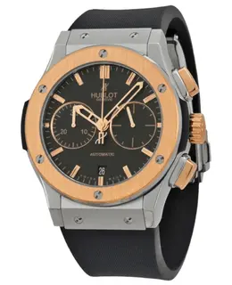 Hublot Classic Fusion Chronograph Automatic Black Dial Titanium 18K Rose Gold Bezel Rubber Strap Men's Watch 521.no.1180.rx