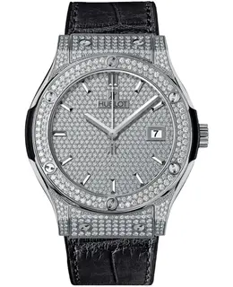 Hublot Classic Fusion Automatic 42mm Diamond Dial Titanium Leather Strap Men's Watch 542.nx.9010.lr.1704