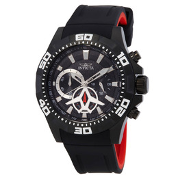 Invicta Aviator Multi-Function Black Carbon Fiber Dial Black Polyurethane Mens Watch 21741
